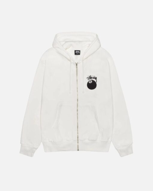 8 Ball Zip Hoodie White